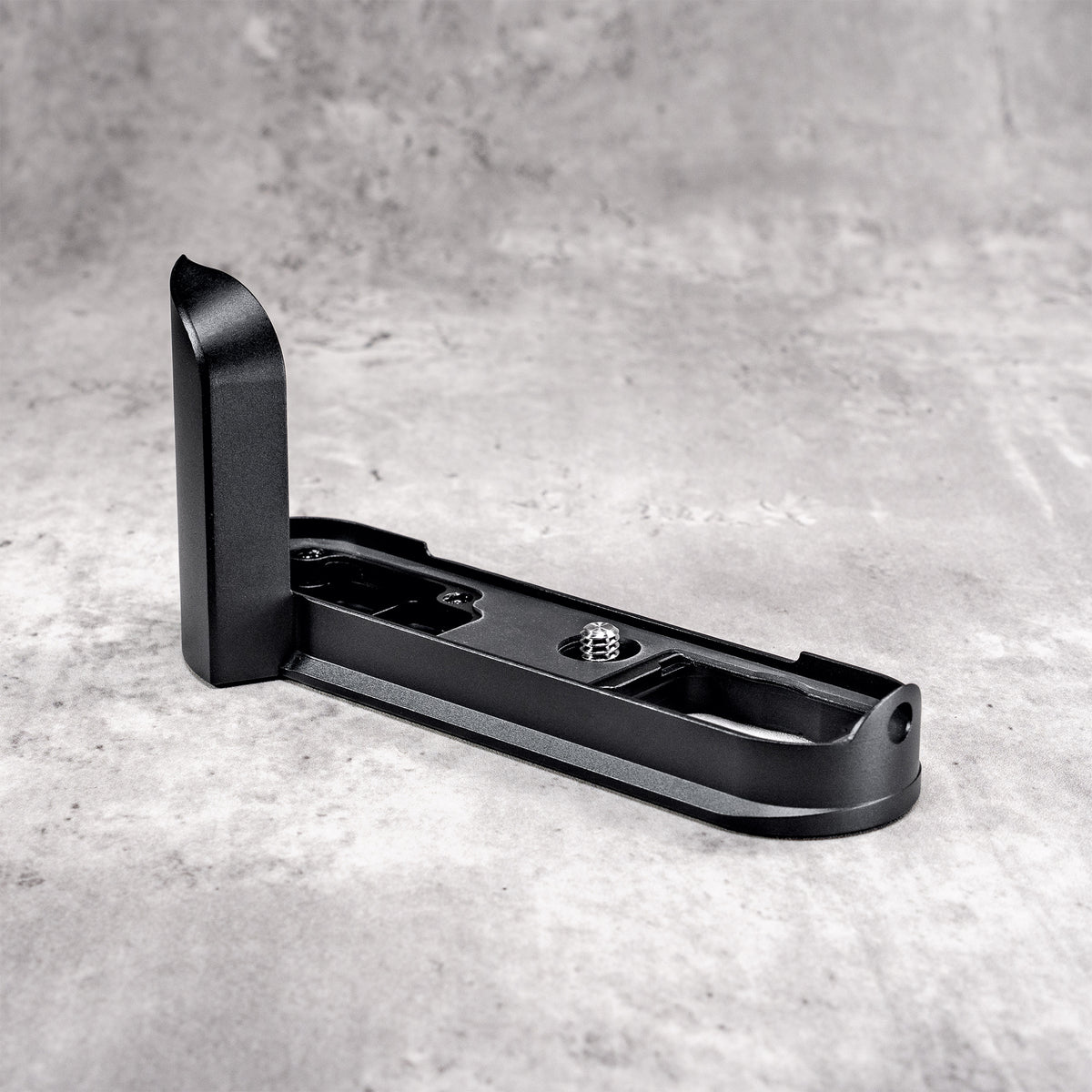 Black Chrome FlexGrip for the Leica M10 on its own, showing the Arca profile