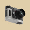 The Leica M10 with the Silver Chrome FlexGrip fitted, seen at three quarters