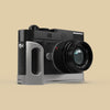 The Leica M10 with the Silver Chrome FlexGrip fitted, front three quarter view