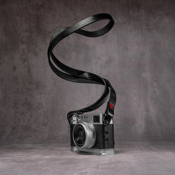 Noboru Leather Camera Strap Black & Red Accent for Fuji Film