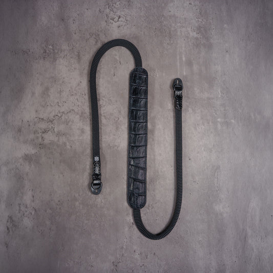 Classic Flat Padded Rope Camera Strap - Black Swamp