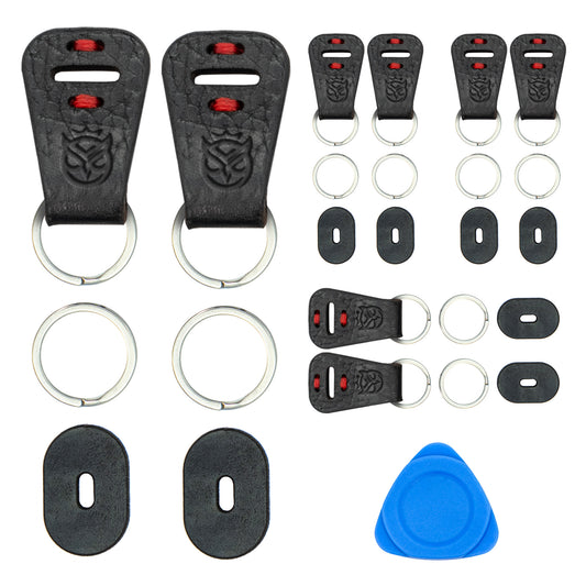 Square Lug to Split Ring Convert Kit - Black with Red Accent (4 pair)