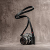 Raw Vintage Leather Camera Strap -  Black Red Accent