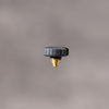 Owlkrown Shutter Topper in Black Cerakote showing the knurled edge and solid brass thread, 7.25 mm