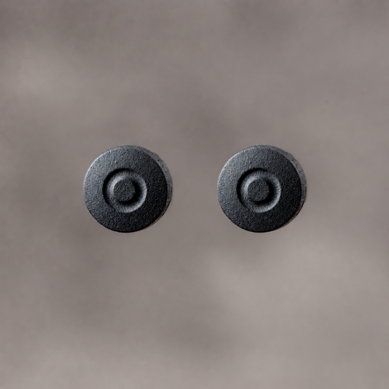 Two Owlkrown Shutter Toppers in Black Cerakote, 7.25 mm, the two pack shown from above
