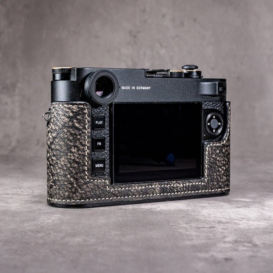 The back of the camera at an angle, showing the controls left uncovered