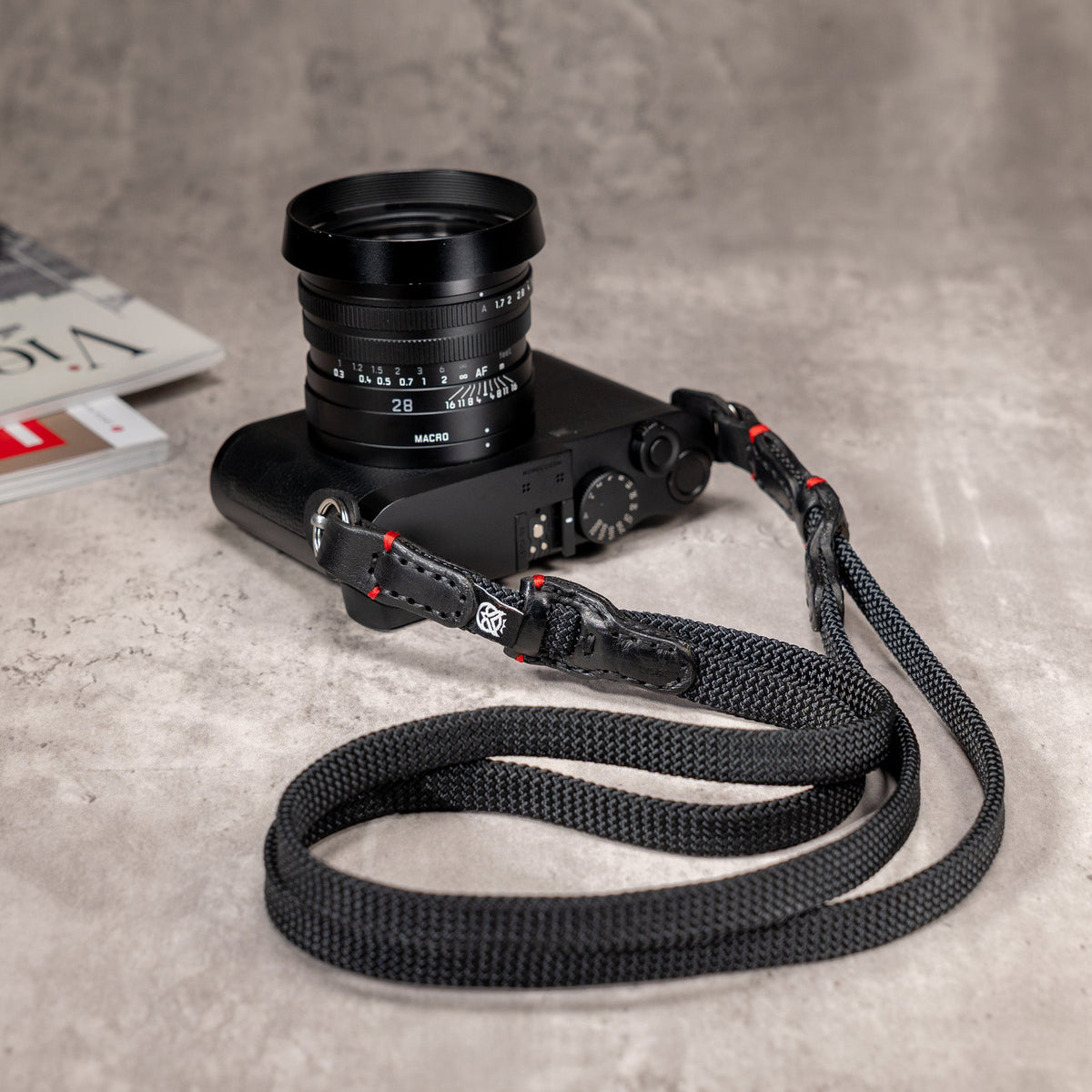 No Slice Steel Core Trailflex Adjustable Camera Strap - Black with Red Accent