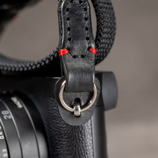 No Slice Steel Core Trailflex Adjustable Camera Strap - Black with Red Accent