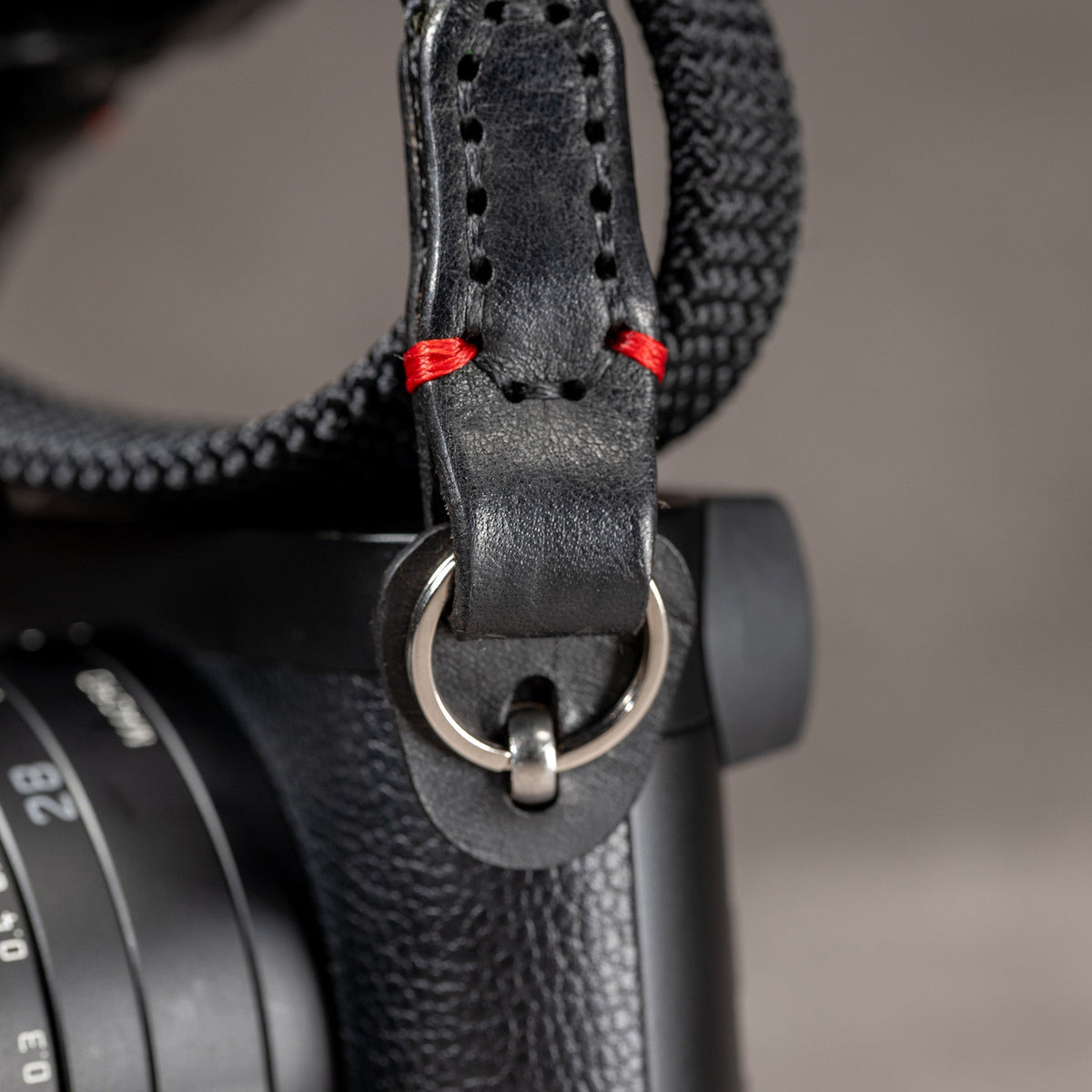 No Slice Steel Core Trailflex Adjustable Camera Strap - Black with Red Accent