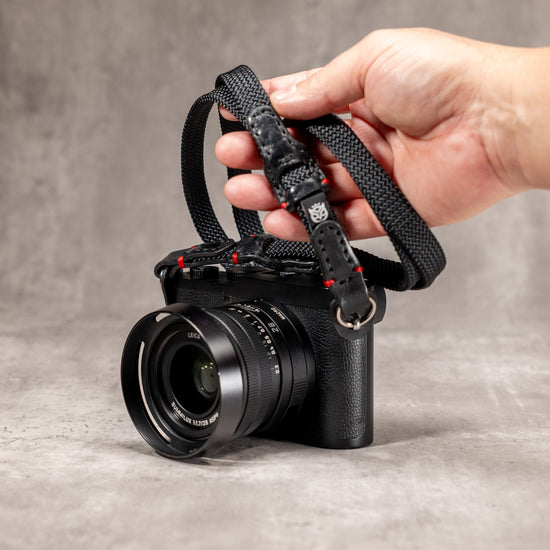No Slice Steel Core Trailflex Adjustable Camera Strap - Black with Red Accent