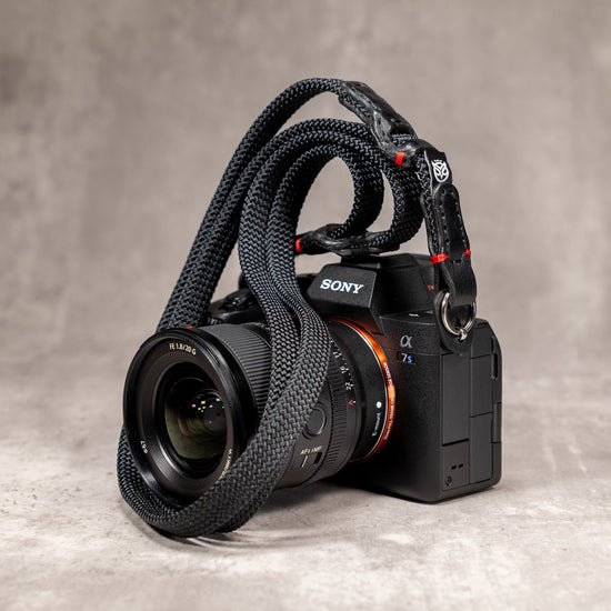 No Slice Steel Core Trailflex Adjustable Camera Strap - Black with Red Accent