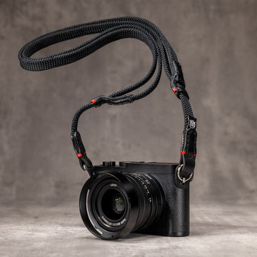 No Slice Steel Core Trailflex Adjustable Camera Strap - Black with Red Accent