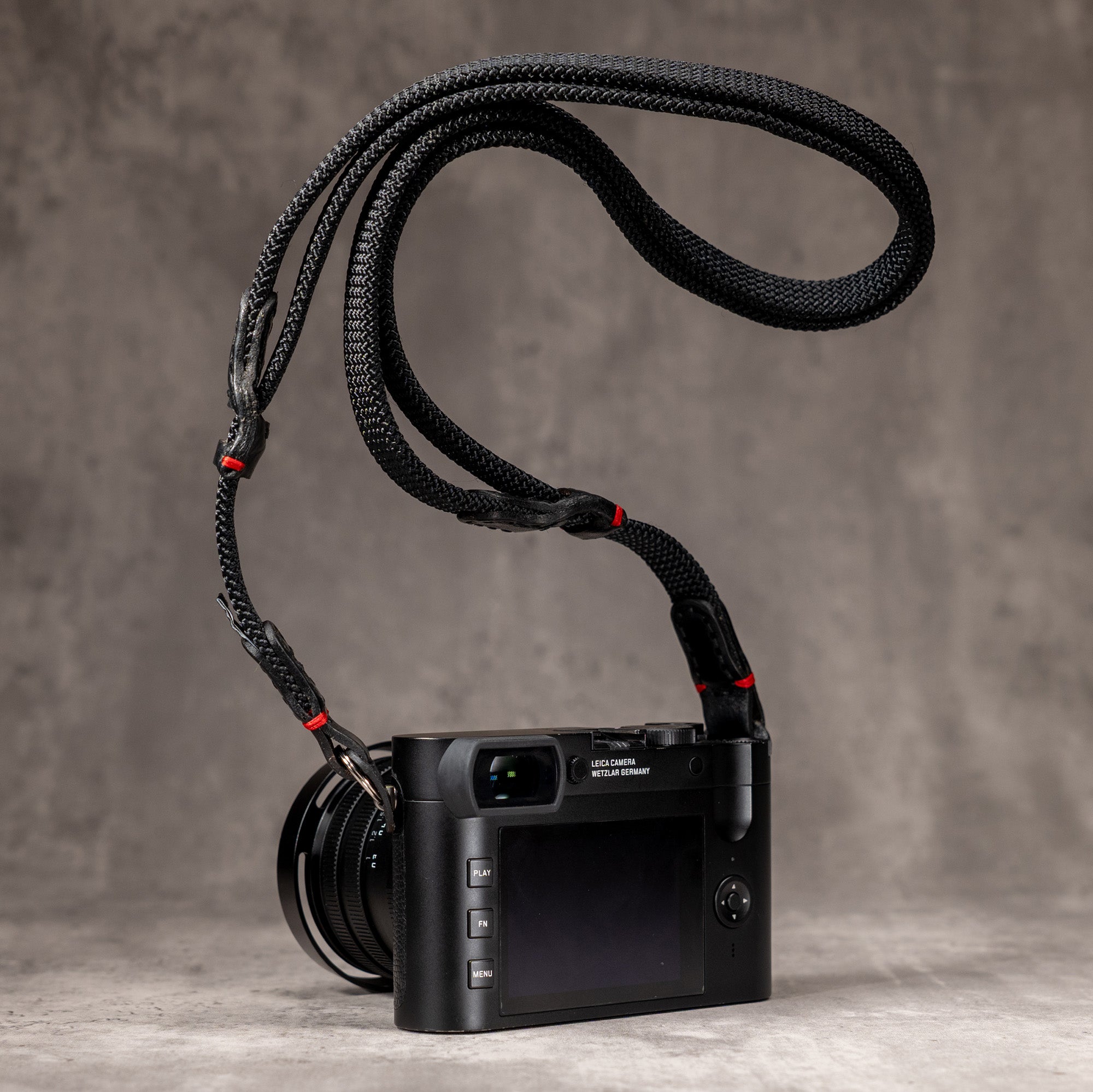 Trailflex Adjustable Camera Strap — Black with Red Accent