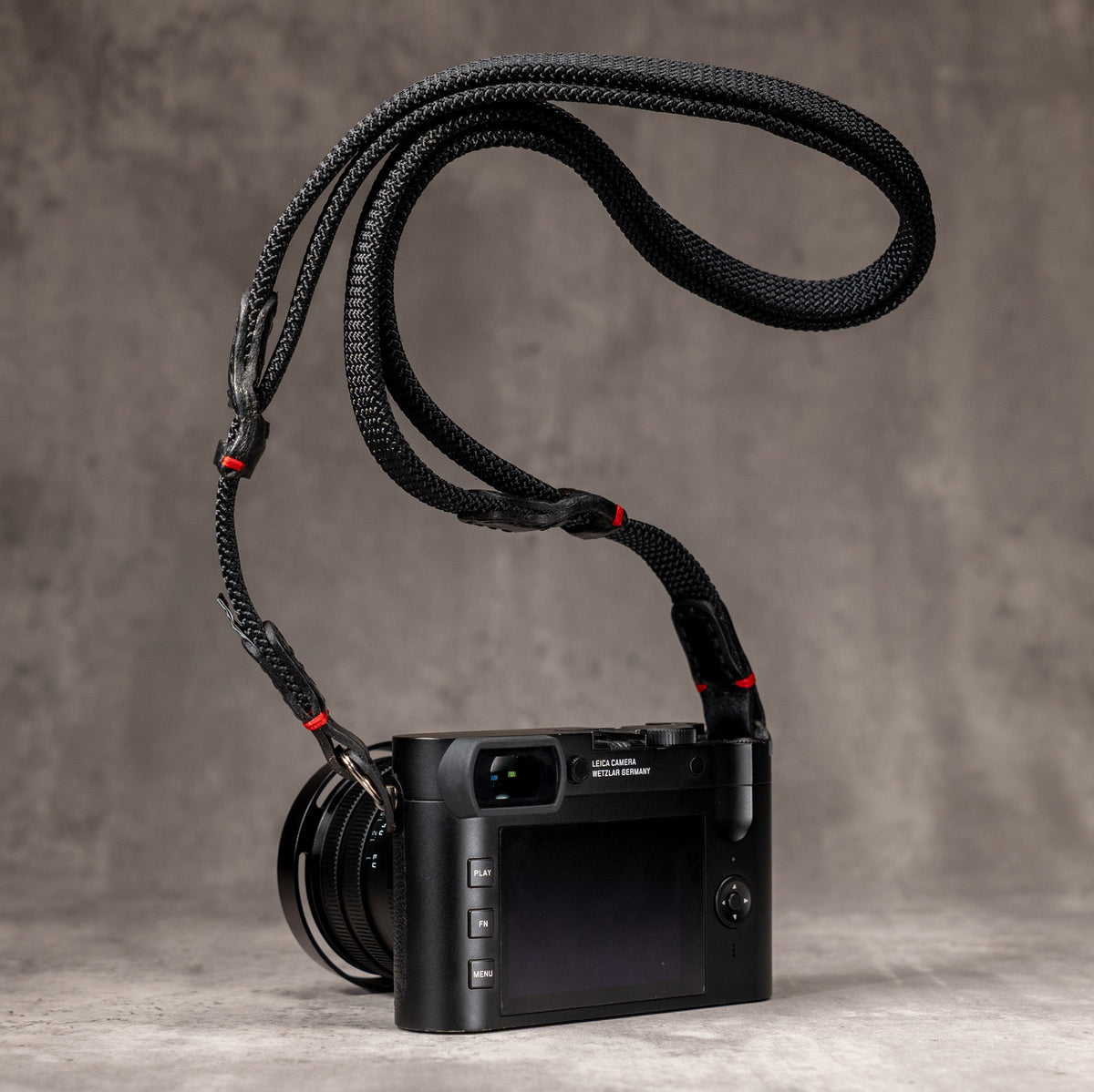 No Slice Steel Core Trailflex Adjustable Camera Strap - Black with Red Accent