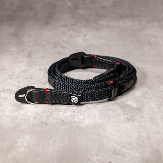 No Slice Steel Core Trailflex Adjustable Camera Strap - Black with Red Accent