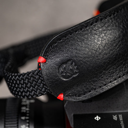 WristFlex Adjustable Padded Camera Strap - Black With Red Accent
