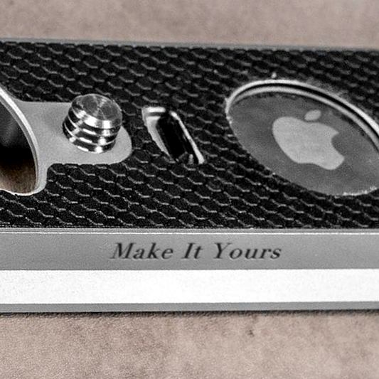 Make It Yours engraved into the front face of an Owlkrown plate