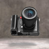 Leica SL3 with the Owlkrown FlexPlate, front view from above with the grip at the left
