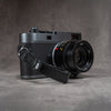 Leather Thumb Strap - Stealth on a Leica M, front view