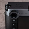 Black Chrome M-EyeKup installed on a Leica M viewfinder, top plate view