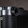 Side profile of the Black Chrome M-EyeKup fitted to a Leica M rangefinder