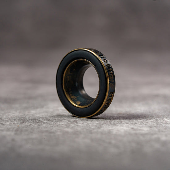 Owlkrown M-EyeKup in Black Patina, three-quarter standing view