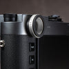 Side profile of the Silver Chrome M-EyeKup fitted to a Leica M rangefinder