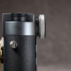 Top-down view of the M-EyeKup Silver Chrome on a Leica M eyepiece