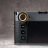 Rear view of a Leica M with the Solid Brass M-EyeKup on the rangefinder eyepiece